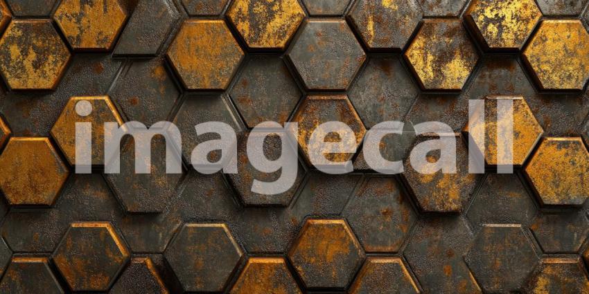 A Tapestry of Time: A weathered hexagonal pattern, where gold gleams through the cracks of time
