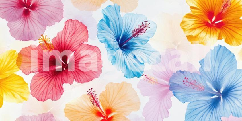 A Rainbow of Blooms: A vibrant collection of hibiscus flowers in a kaleidoscope of colors