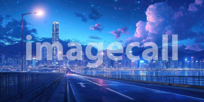 Night Lights and Dreamscapes: A city skyline bathed in a celestial glow, where reality blends with fantasy