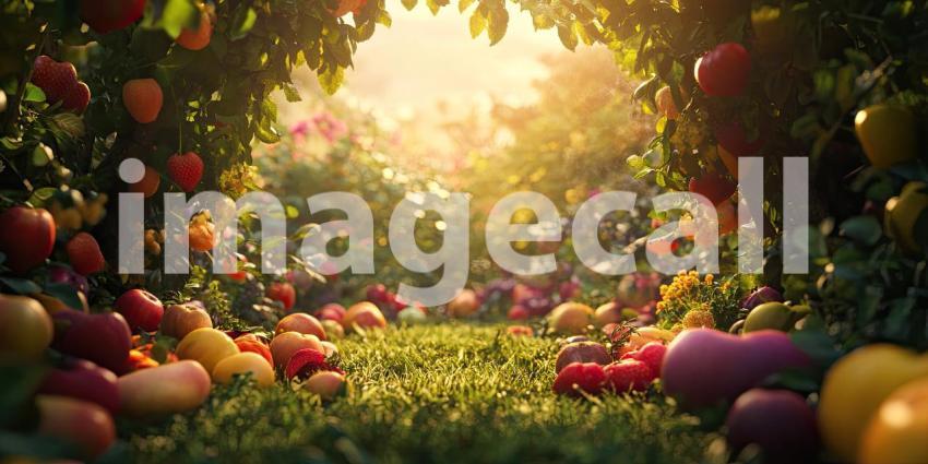 A Bountiful Harvest: Freshly picked vegetables and fruits bask in the warm sunlight, a testament to nature's abundance