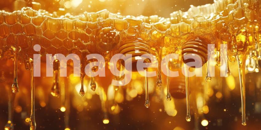 Golden Nectar: A Honey Dipper Dripping with Sweetness, Captured in a Burst of Sunlight