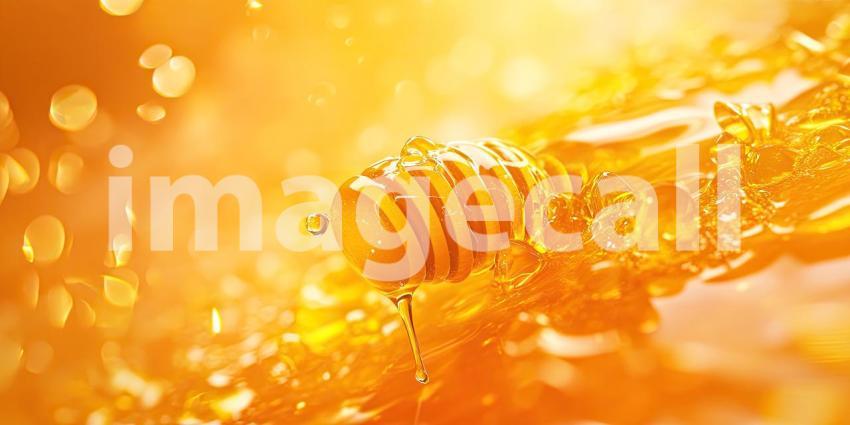 Golden Nectar: A Honey Dipper Dripping with Sweetness, Captured in a Burst of Sunlight