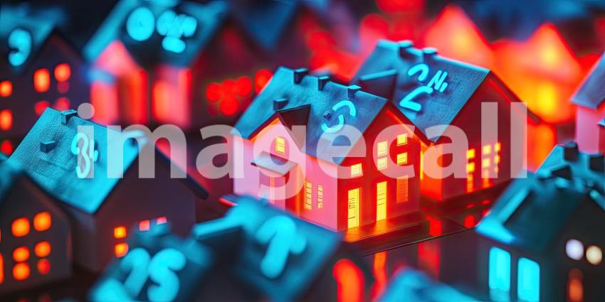 A Neighborhood of Dreams: A miniature city lights up under the warm glow of twilight, each house a beacon of warmth and comfort in the gathering dusk