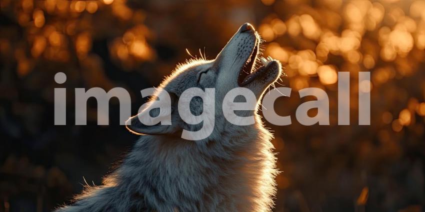 A Wolf's Serenade: A lone wolf howls at the moon, its cry echoing through the night