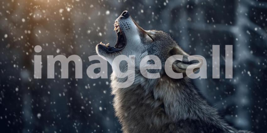 A Wolf's Serenade: A lone wolf howls at the moon, its cry echoing through the night