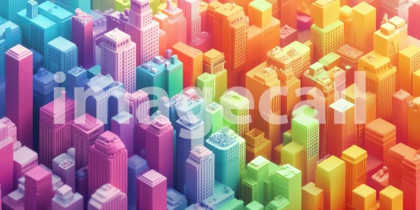 A Pixelated Paradise: A vibrant landscape of colorful blocks and fluffy trees, a digital dreamscape come to life