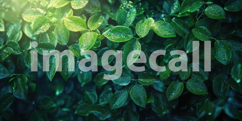 A Verdant Tapestry: A Lush Wall of Intertwining Green Leaves and Ferns