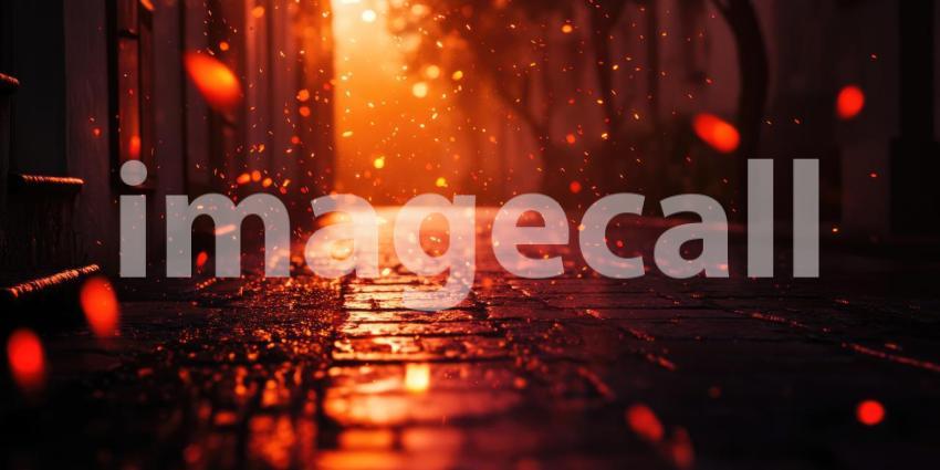 Infernal River: A river of fire flows through a dark and eerie landscape, casting an ominous glow