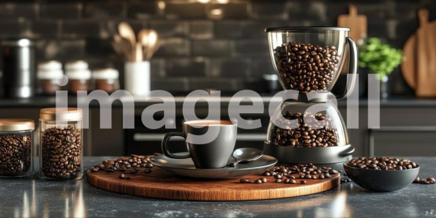 A modern kitchen with sleek appliances and a warm color palette beckons with the promise of a delicious home-cooked meal, as sunlight streams through the window, illuminating the countertop and the vibrant red tomatoes