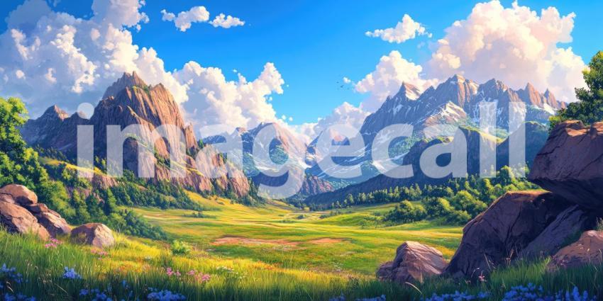 A Tapestry of Peaks: A panoramic view of rolling hills bathed in the warm glow of the setting sun, creating a breathtaking landscape