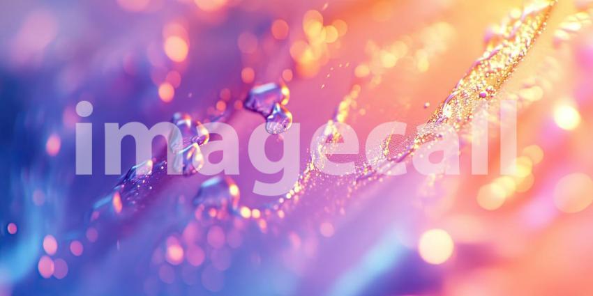 Dewdrop Dreams: A feather, adorned with glistening dewdrops, shimmers against a backdrop of vibrant pinks and purples