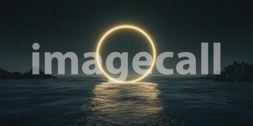 Portal to the Unknown: A glowing pink ring hovers over a desolate alien landscape, beckoning the explorer within