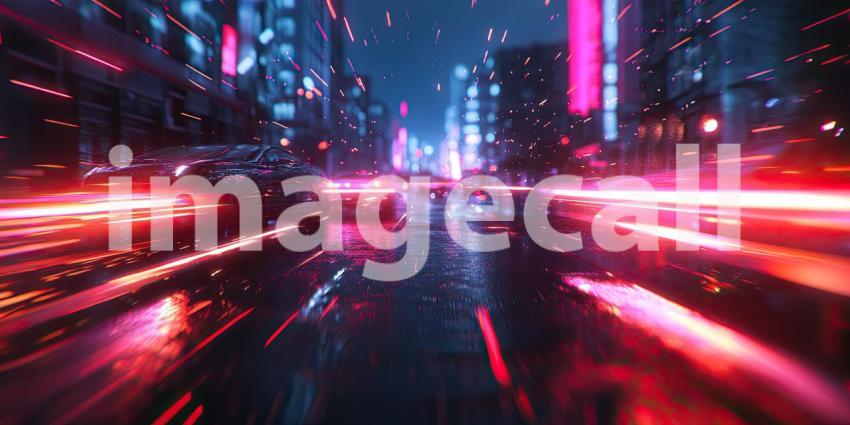 Neon Reflections: A Rainy Night in the City, where neon lights cast a vibrant glow on the slick pavement, and the rhythm of the falling rain echoes through the bustling streets