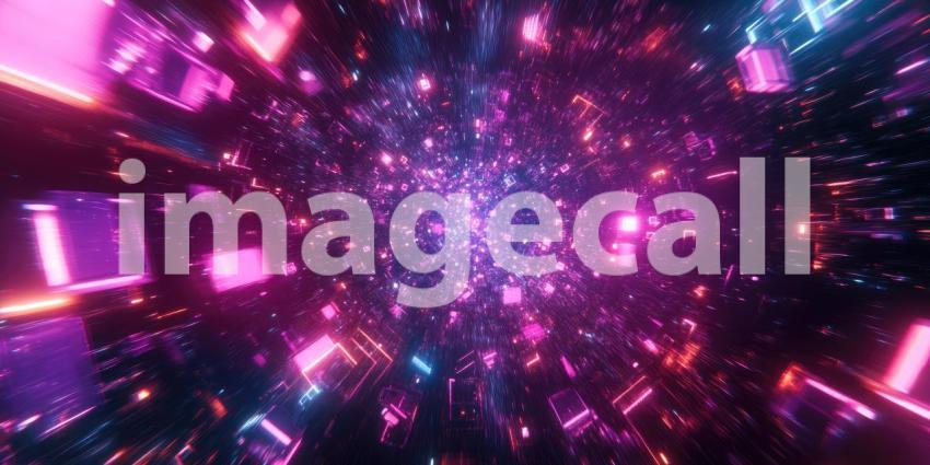 A Cosmic Dance of Light: A mesmerizing journey through a universe of swirling colors and dynamic forms, where neon hues collide and create a breathtaking symphony of light and motion