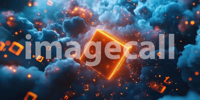 A Cosmic Forge: Molten Cubes of Fire erupt from a swirling nebula, forging a new celestial reality