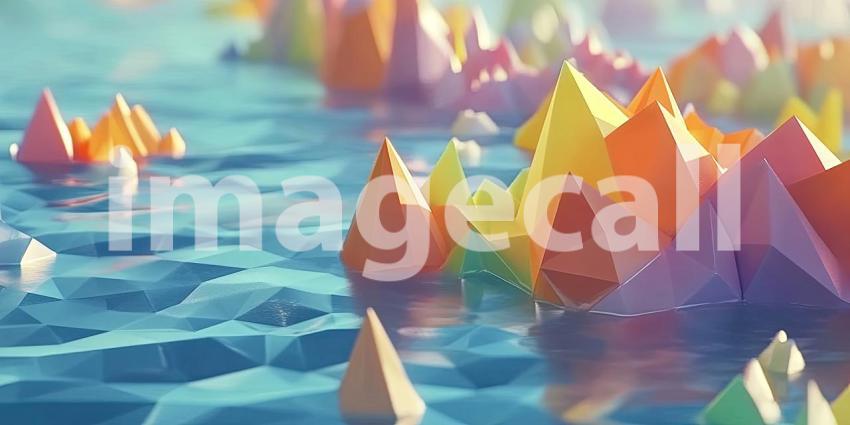 A Kaleidoscope of Colors: A vibrant abstract artwork composed of a myriad of triangles, each a burst of color