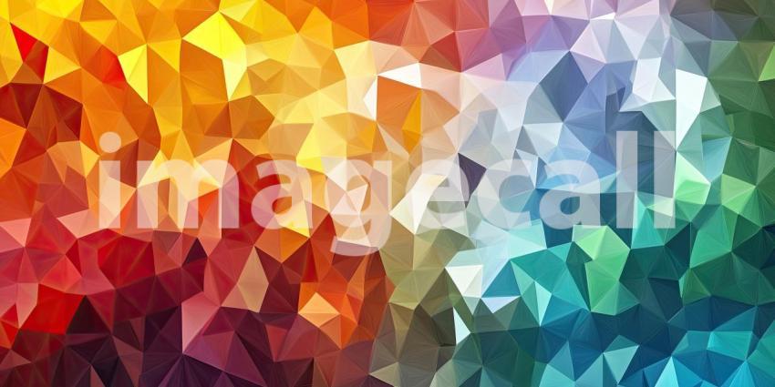 A Kaleidoscope of Colors: A vibrant abstract artwork composed of a myriad of triangles, each a burst of color