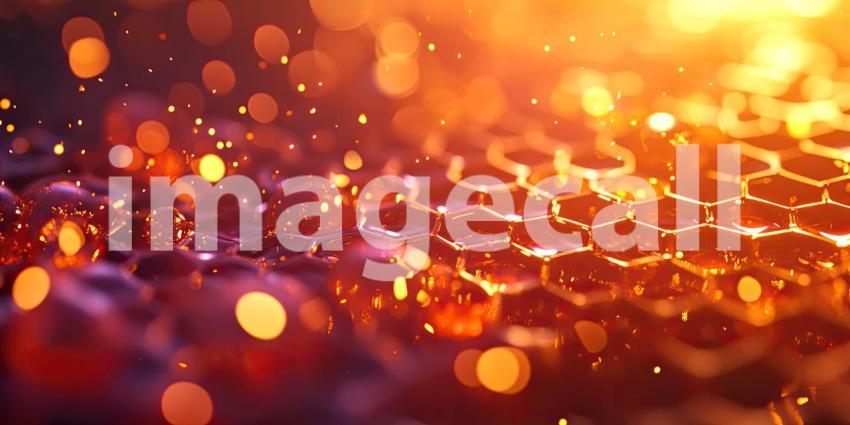 A Hive of Activity: Honey drips from a honeycomb, attracting a swarm of busy bees, creating a scene of industrious sweetness