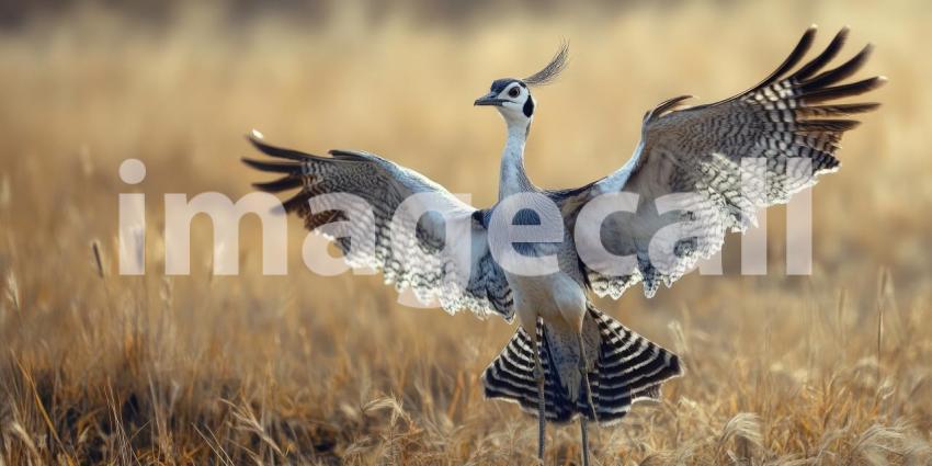A Majestic Presence: A Kori Bustard surveys its domain, its regal stance and striking plumage commanding attention against the backdrop of a vast African landscape