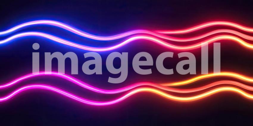 Dynamic Abstract Composition of Vibrant Neon Waves, Pulsating with Energy and Color