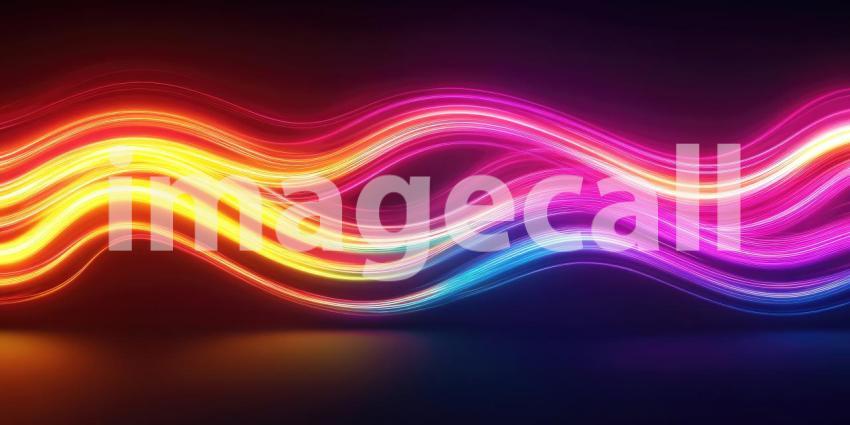 Dynamic Abstract Composition of Vibrant Neon Waves, Pulsating with Energy and Color