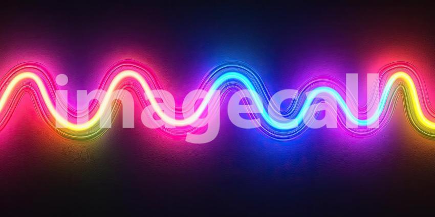 Dynamic Abstract Composition of Vibrant Neon Waves, Pulsating with Energy and Color