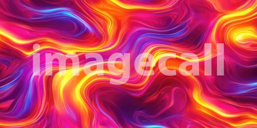 Dynamic Abstract Composition of Vibrant Neon Waves, Pulsating with Energy and Color