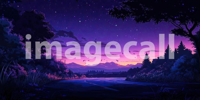 Celestial Serenade: A crescent moon hangs serenely in a sky awash with stars, casting a magical glow over the tranquil ocean