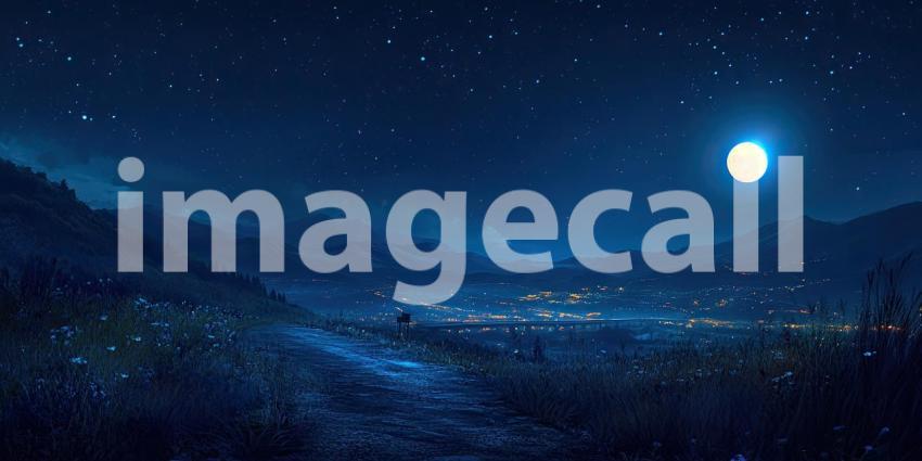 Celestial Serenade: A crescent moon hangs serenely in a sky awash with stars, casting a magical glow over the tranquil ocean