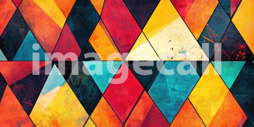 Abstract Kaleidoscope: A vibrant tapestry of interlocking triangles, each a burst of color, creates a mesmerizing visual symphony