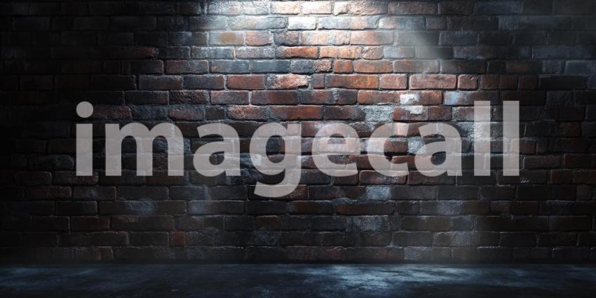 Spotlight on Brick: A beam of light pierces the darkness, illuminating a textured brick wall with a dramatic spotlight effect