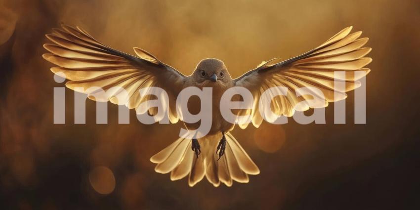 Wings of Freedom: A white dove soars through the air, bathed in the warm glow of the setting sun, symbolizing hope and liberation