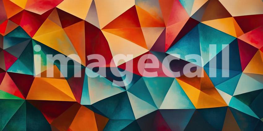 Abstract Kaleidoscope: A vibrant tapestry of interlocking triangles, each a burst of color, creates a mesmerizing visual symphony