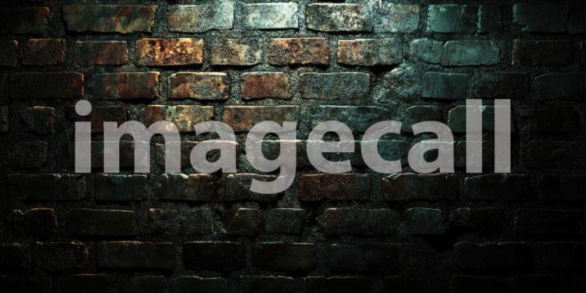 Spotlight on Brick: A beam of light pierces the darkness, illuminating a textured brick wall with a dramatic spotlight effect