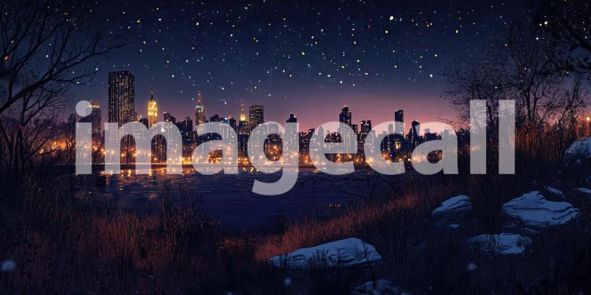 Celestial Serenade: A crescent moon hangs serenely in a sky awash with stars, casting a magical glow over the tranquil ocean