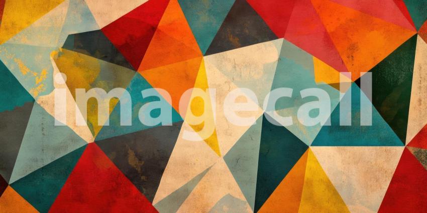 Abstract Kaleidoscope: A vibrant tapestry of interlocking triangles, each a burst of color, creates a mesmerizing visual symphony