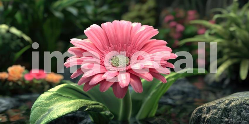 A vibrant pink flower bathed in the warm glow of the setting sun, its delicate petals capturing the light and creating a sense of serenity