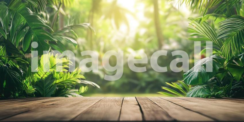 A lush bamboo thicket bathed in warm sunlight, showcasing vibrant green leaves and a sense of tranquility