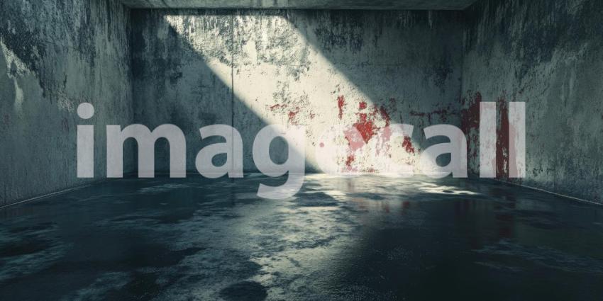 Neon Dreams: A stark concrete room bathed in a mesmerizing glow, where vibrant hues of pink and blue cast an otherworldly aura