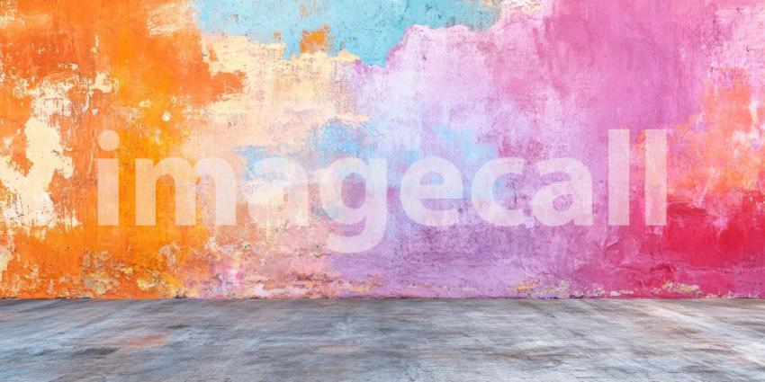 Neon Dreams: A stark concrete room bathed in a mesmerizing glow, where vibrant hues of pink and blue cast an otherworldly aura