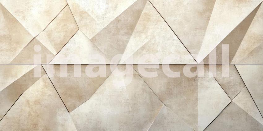 Concrete Geometry: A minimalist space defined by a wall of interlocking triangular panels, casting intriguing shadows and creating a sense of depth