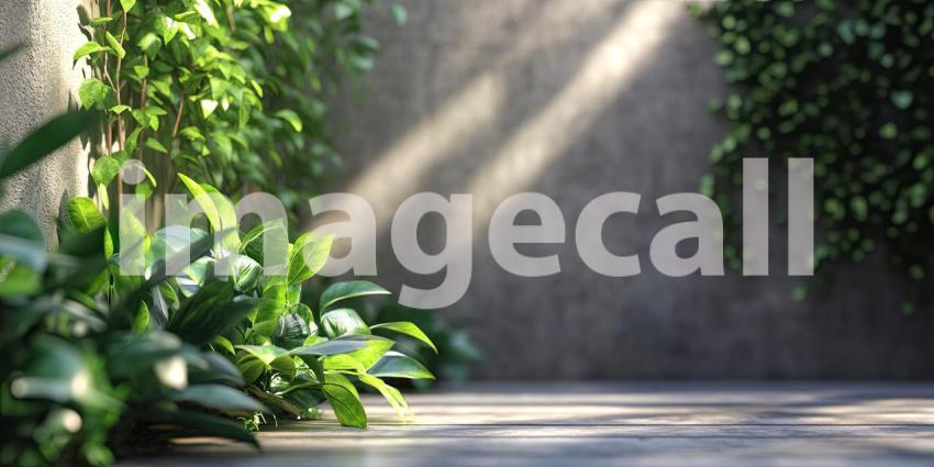 Lush Living Wall: A verdant tapestry of trailing vines and lush foliage cascades down a concrete wall, creating a tranquil oasis of greenery