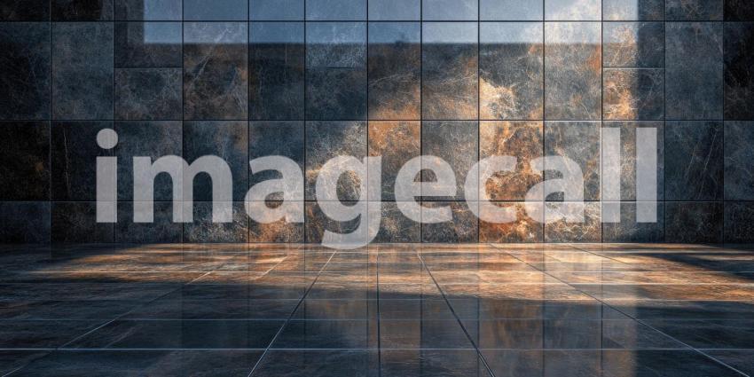 Marbled Mosaic: A wall and floor adorned with a mosaic of natural stone tiles, each a unique work of art, showcasing the beauty of natural patterns