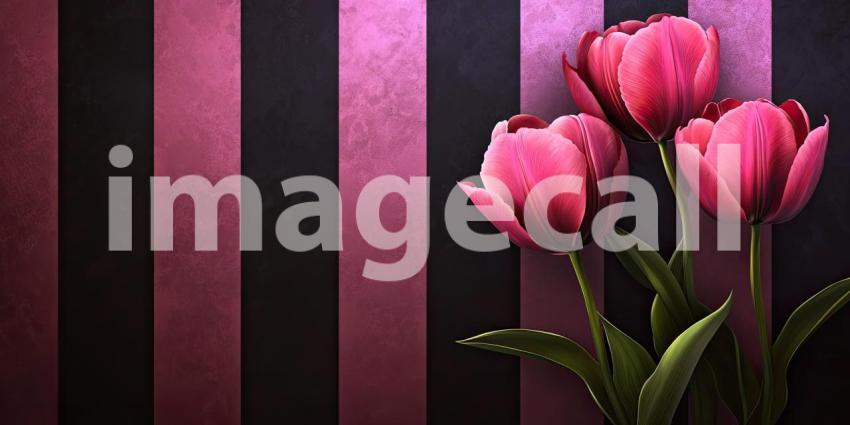 Radiant Blooms: A pair of delicate pink tulips bask in the warm glow of sunlight, their petals illuminated with a vibrant radiance