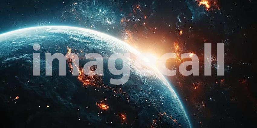 Pale Blue Dot: A breathtaking view of Earth from space, a luminous orb illuminated by city lights, a reminder of our planet's fragile beauty