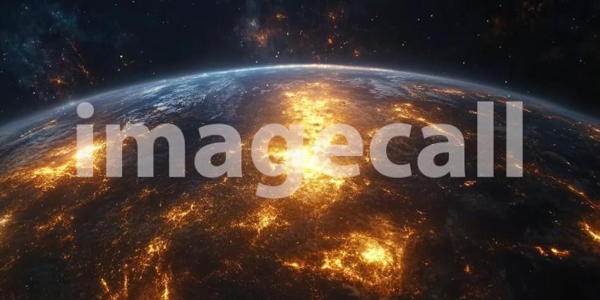 Pale Blue Dot: A breathtaking view of Earth from space, a luminous orb illuminated by city lights, a reminder of our planet's fragile beauty