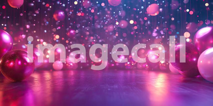 A Night of Revelry: Colorful balloons dance under a shower of confetti, illuminating a festive scene with vibrant hues and a celebratory spirit