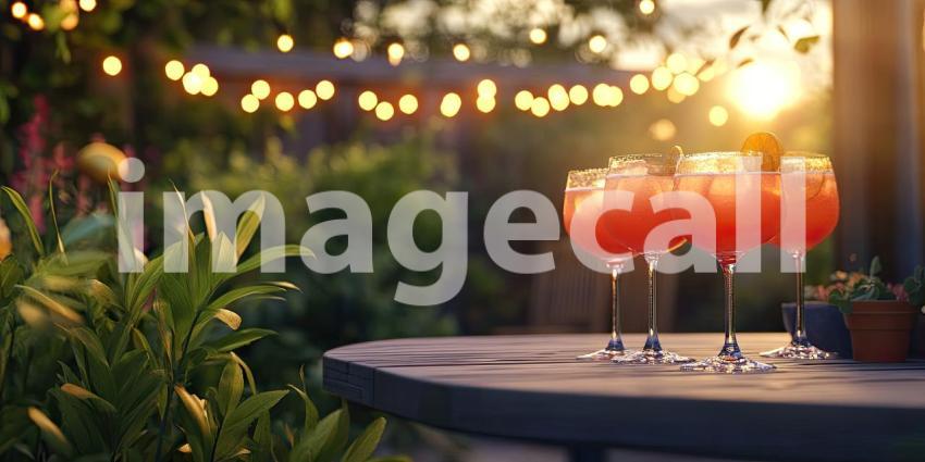 Festive Fizz: Sparkling cocktails gleam under a canopy of colorful lights, promising a night of celebration and good cheer