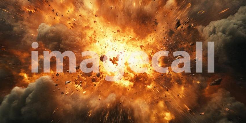 Cosmic Collision: A celestial explosion erupts in a fiery display of cosmic debris, a testament to the raw power of the universe