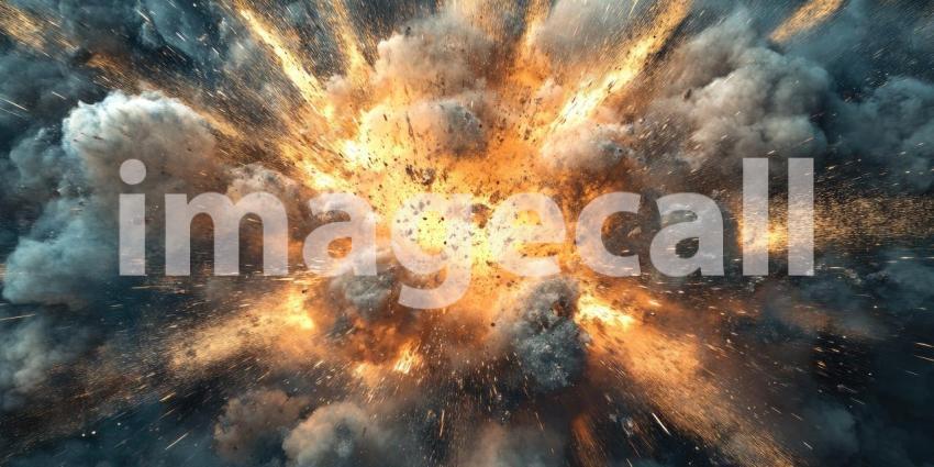 Cosmic Collision: A celestial explosion erupts in a fiery display of cosmic debris, a testament to the raw power of the universe